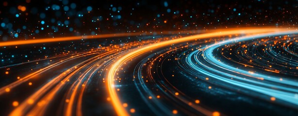 Dynamic Abstract Technology Background with Light Streaks, AI generated illustration