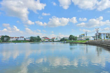 View of the capital of Belarus Minsk with the river