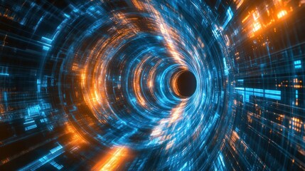 Fototapeta premium Digital Tunnel: A Journey into Cyberspace