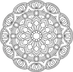 Fototapeta premium Outline Mandala for Coloring Book Page. Oriental Mandala vector. Mandala Coloring book line art vector illustration. Vector abstract mandala pattern.