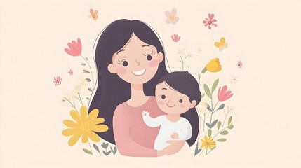 Loving mother embracing her adorable baby in tender moment