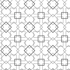 Abstract geometric pattern with squares, stripes, lines. Seamless vector background. White and black ornament. Modern graphic design.