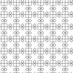 Abstract geometric pattern with squares, stripes, lines. Seamless vector background. White and black ornament. Modern graphic design.