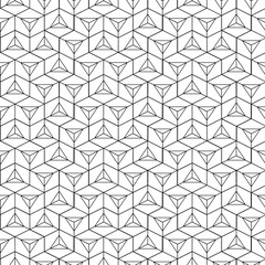 Abstract geometric pattern with squares, stripes, lines. Seamless vector background. White and black ornament. Modern graphic design.