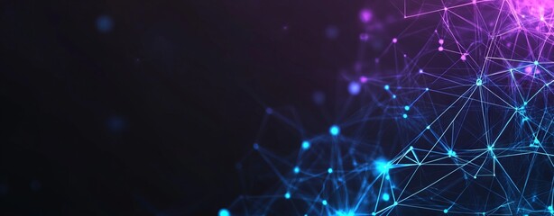 Abstract Futuristic Background with Blue and Purple Glowing Dots, AI generated illustration