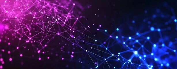 Abstract Futuristic Background with Blue and Purple Glowing Dots, AI generated illustration