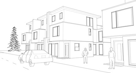 modern modular house 3d illustration	
