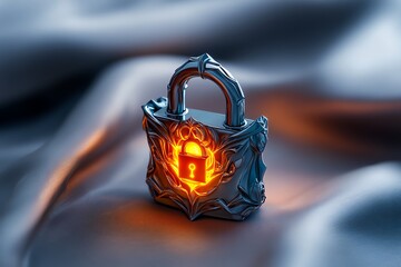 A magical padlock glowing with enchanted energy, guarding messages in a fantasy-inspired anonymous communication system