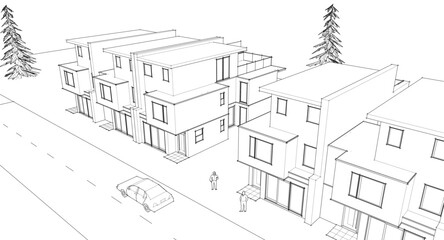 modern modular house 3d illustration	
