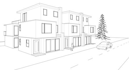 modern modular house 3d illustration	
