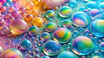 Naklejka premium Colorful Pastel Liquid Gel with Micro Bubbles Macro Shot Calming Rhythms