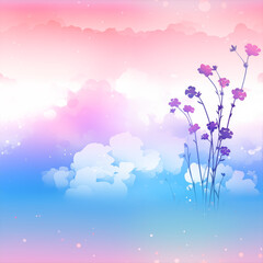 Obraz premium Seamless dreamy pastel gradient floral tile for Women's Day