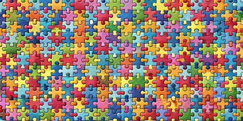 Fototapeta premium Detailed jigsaw puzzle texture background with high resolution and top view