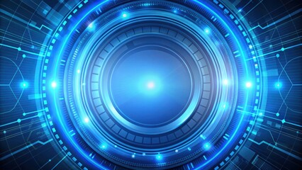 Obraz premium Abstract Blue Circular Lines Futuristic Technology Background with Futuristic Design Elements