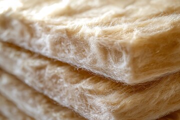 Obraz premium Mineral wool batts ideal for thermal and acoustic insulation in residential construction. Ai generative