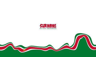 white background with waving green and red flag in irregular wave. suriname independence day