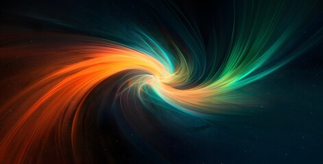 Abstract Swirling Light In Orange, Green And Blue