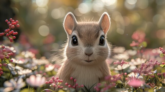 Cute squirrel coloring page, featuring a cartoon animal character from the forest, art drawing with nature and wild line. - Powered by Adobe