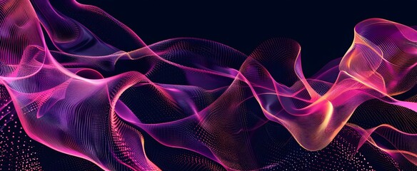Obraz premium Abstract Purple Pink Flowing Lines On Black Background
