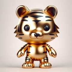 a cool and hip gold shinny metallic futuristic Tiger character