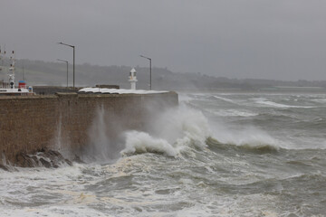Penzance sea front storm