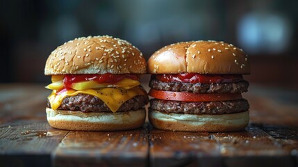 Image split in half, hamburger and apple. Healthy vs unhealthy food diet and lifestyle concept, weight loss calorie decision, fast food vs fruit choice, good or bad, junk or fresh, choose meal.