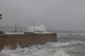 Penzance sea front storm