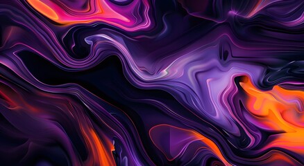 Abstract Expressionist Swirls in Purple, Orange, and Pink
