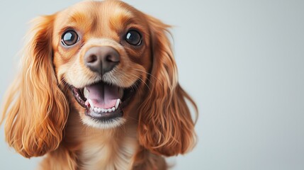 Naklejka premium portrait of a happy smiling Cocker Spaniel dog on a white background
