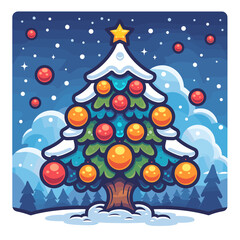 Fototapeta premium Christmas tree with gift boxes. Merry Christmas and Happy New Year greeting card.