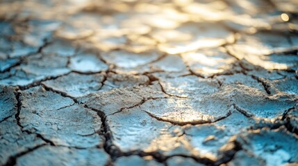 A close-up of cracked earth, highlighting drought and environmental changes.
