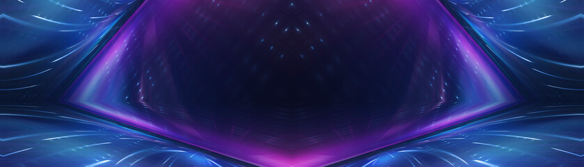 Obraz premium Light neon tunnel, abstract neon background.