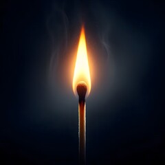 Burning Matchstick with Sparks and Smoke on Black Background1