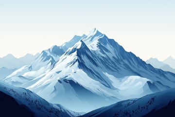 Majestic Snowy Mountain Range Against a Clear Sky