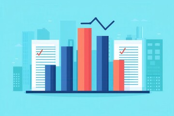 Obraz premium Business strategy with risk management plan, analyzing scenarios, flat design illustration
