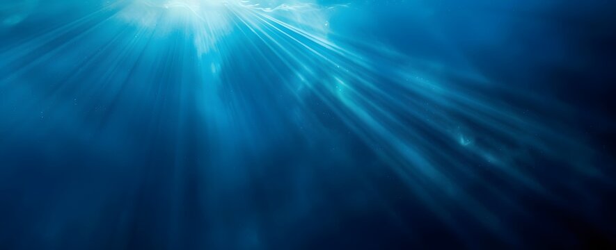 Underwater Sunbeams Blue Ocean Background