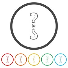 Question mark icon. Set icons in color circle buttons