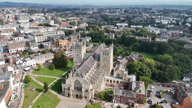 Great Britain, South West England, Devon, Exeter, Exeter Cathedral seen from the Cathedral Green