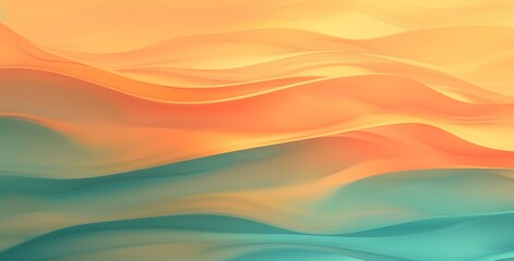 Obraz premium Abstract Orange & Teal Wavy Gradient Background
