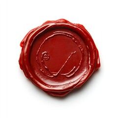 Red wax seal isolated on white
