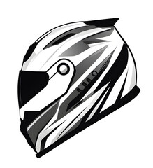 Black and White Motorcycle Helmet Illustration
