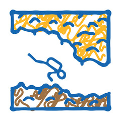 diving in rocks and caves doodle icon sketch vector. diving in rocks and caves sign. isolated symbol illustration