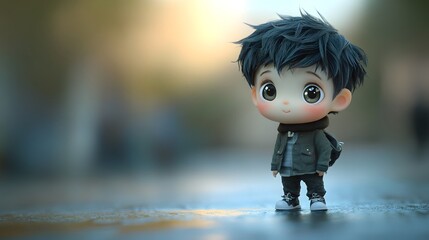 Adorable chibi figure in standing pose with oversized head and playful expression