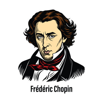 frederic chopin portrait vector illustration