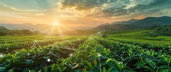 Future agricultural innovations focused on growing crops and harvesting plants using advanced technologies.