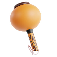 Traditional Gourd Rattle with Orange Handle