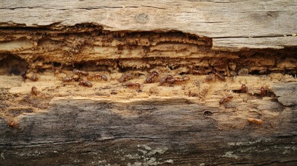 Termites are eating the wood of the house. They destroy houses, wooden parts and destroy wood products