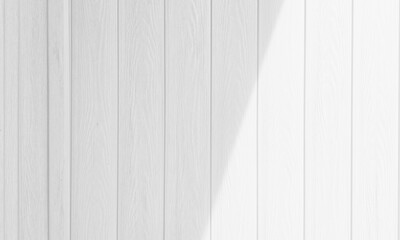 White Wooden Wall with Light Beam and Shadow Background.