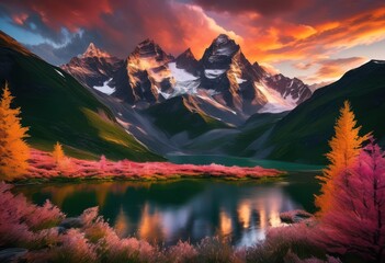 breathtaking mountain peaks beneath dramatic cloud formations showcasing magnificence serene landscape, alpine, ambiance, beauty, canvas, contrast