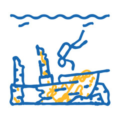 dive course for sunken objects doodle icon sketch vector. dive course for sunken objects sign. isolated symbol illustration